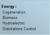 Caixa de texto: Energy : Cogeneration
 Biomass
 Hydroelectric Substations Control